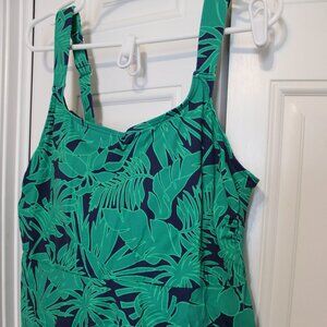 Women's Plus Size Adjustable Scoop Neck Flutter Tankini Top 1X